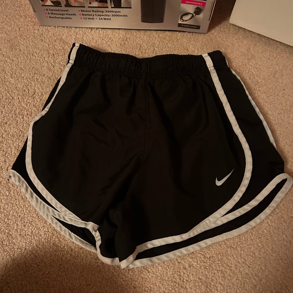 Nike Black and White Athletic Shorts with Dolphin Hem